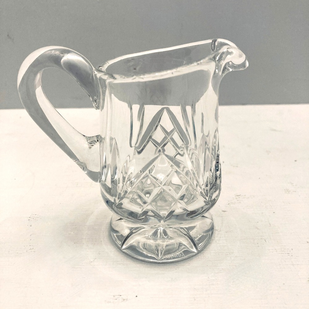 Galway Irish Crystal Ashford Creamer Footed‎ Cut Base 3.5" Fan Discontinued